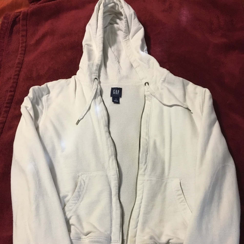 GAP Hooded White Sweatshirt With Zipper